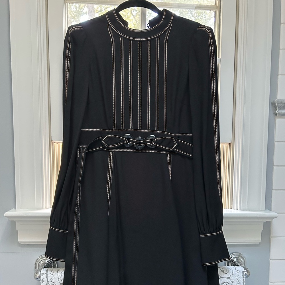 Marc Jacobs Black Long Sleeve Dress with Stitch Accents